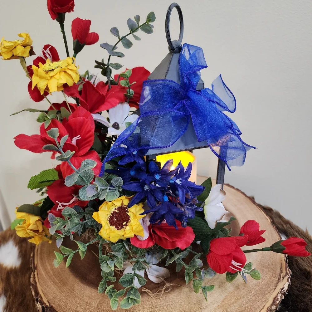 Rustic Floral Flickering Lantern
